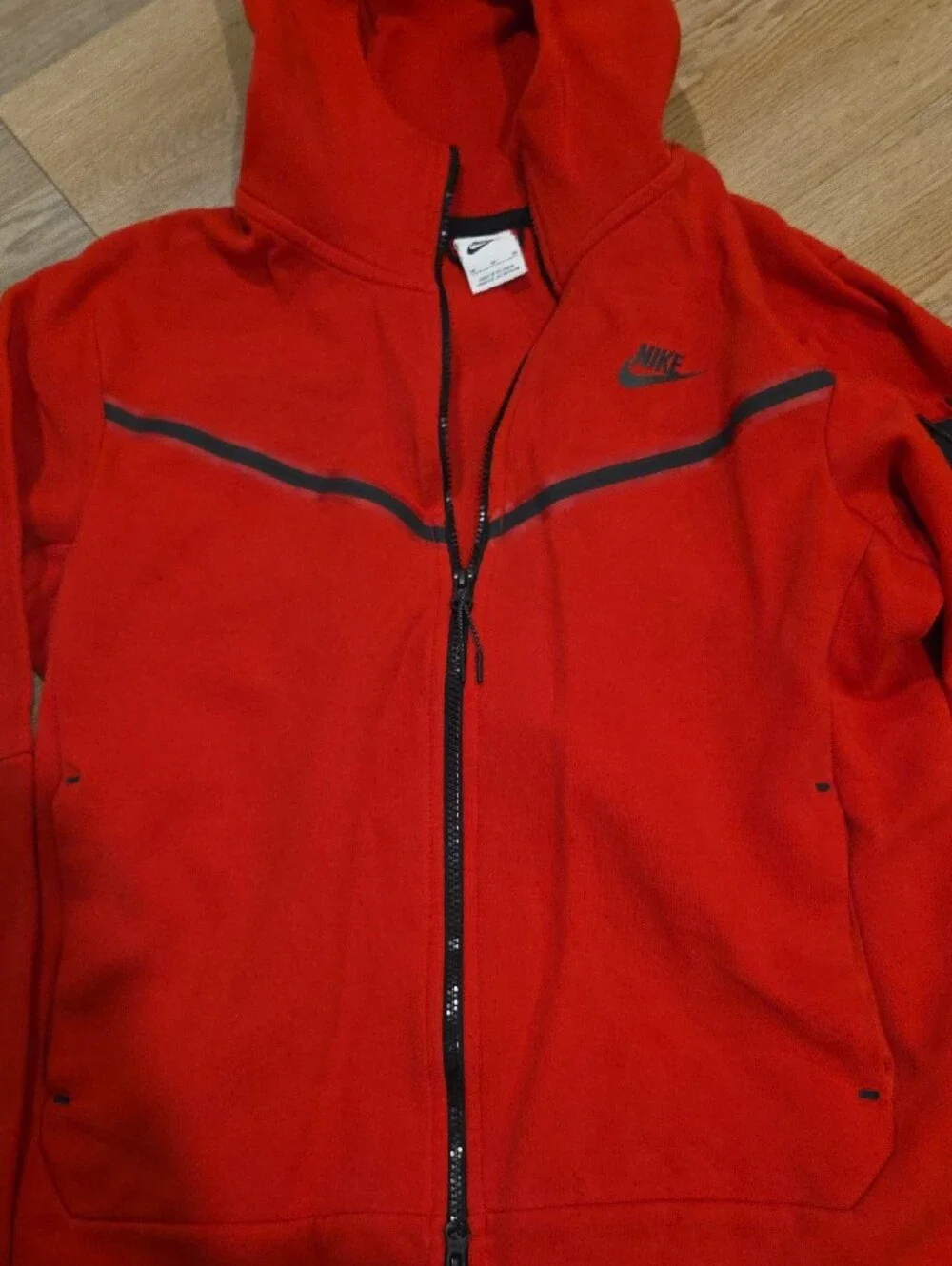 Nike Men’s Red Hooded Performance Zip Jacket with Black Trim